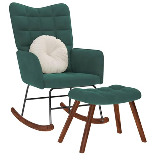 IBUQDDV Schaukelstuhl Relaxstuhl Lesesessel Chair Schaukelstuhl mit Hocker Dunkelgrüner Samt für Garten, Wohnzimmer, Hof, Terrasse und Balkon IBUQDDV Schaukelstuhl Relaxstuhl Lesesessel Chair Schaukelstuhl mit Hocker Dunkelgrüner Samt für Garten, Wohnzimmer, Hof, Terrasse und Balkon von IBUQDDV