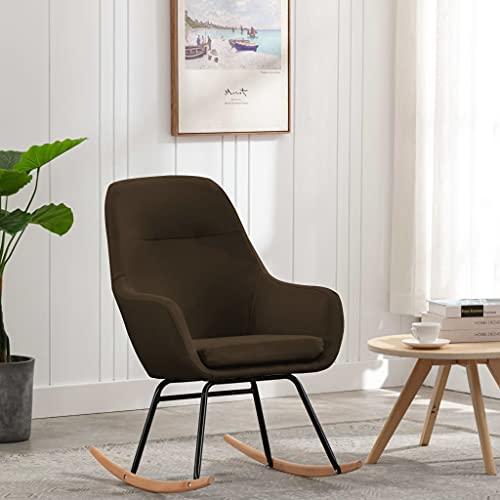 IBUQDDV Schaukelstuhl Wohnzimmer Lesesessel Schwingsessel Schaukelstuhl Braun Stoff für Wohnzimmer Schlafzimmer von IBUQDDV