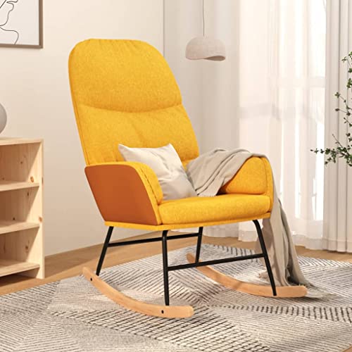 IBUQDDV Schaukelstuhl Wohnzimmer Schwingsessel Lesesessel Schaukelstuhl Senfgelb Stoff für Wohnzimmer Schlafzimmer IBUQDDV Schaukelstuhl Wohnzimmer Schwingsessel Lesesessel Schaukelstuhl Senfgelb Stoff für Wohnzimmer Schlafzimmer von IBUQDDV