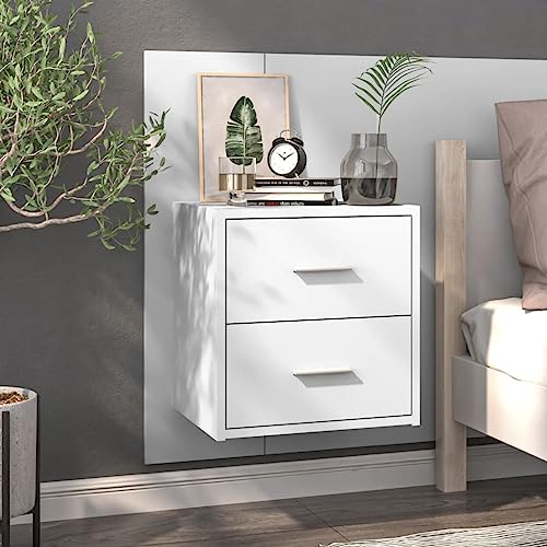 IBUQDDV Sofatisch Ablagetisch Telefontisch Nightstand Wand-Nachttisch Hochglanz-Weiß für Schlafzimmer Wohnzimmer von IBUQDDV
