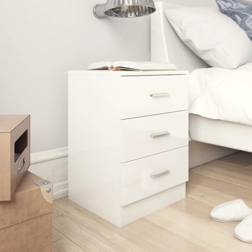 IBUQDDV Sofatisch Nightstand Telefontisch Ablagetisch Nachttisch Hochglanz-Weiß 38x35x56 cm Holzwerkstoff für Schlafzimmer Wohnzimmer von IBUQDDV