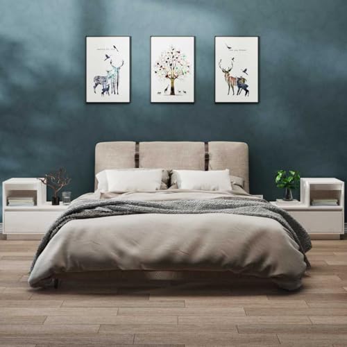 IBUQDDV Sofatisch Nightstand Telefontisch Ablagetisch Nachttische 2 STK. Weiß 60x34x51 cm Massivholz Kiefer für Schlafzimmer, Esszimmer, Büro IBUQDDV Sofatisch Nightstand Telefontisch Ablagetisch Nachttische 2 STK. Weiß 60x34x51 cm Massivholz Kiefer für Schlafzimmer, Esszimmer, Büro von IBUQDDV