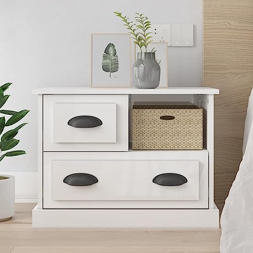 IBUQDDV Sofatisch Telefontisch Ablagetisch Nightstand Nachttisch Hochglanz-Weiß 60x39x45 cm für Schlafzimmer Wohnzimmer von IBUQDDV