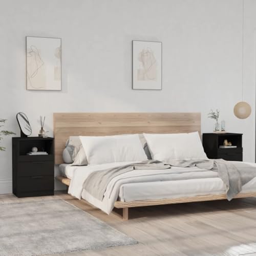 IBUQDDV Sofatisch Telefontisch Nightstand Ablagetisch Nachttische 2 STK. Schwarz Holzwerkstoff für Schlafzimmer, Küche, Flur, Balkon IBUQDDV Sofatisch Telefontisch Nightstand Ablagetisch Nachttische 2 STK. Schwarz Holzwerkstoff für Schlafzimmer, Küche, Flur, Balkon von IBUQDDV