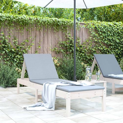 IBUQDDV Stuhl Outdoor Campingliege Terassenmöbel Strandliege Sonnenliege Weiß 199,5x60x74 cm Massivholz Kiefer für Patio Strand Terrasse Pool von IBUQDDV