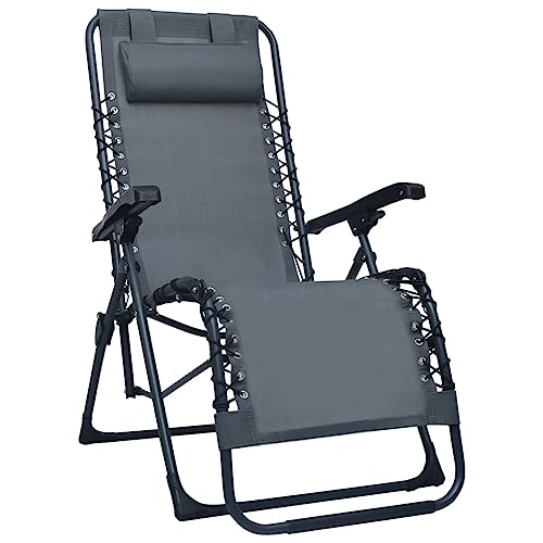 IBUQDDV Stuhl Outdoor Strandliege Campingliege Terassenmöbel Liegestuhl Klappbar Grau Textilene für Patio Strand Terrasse Pool von IBUQDDV