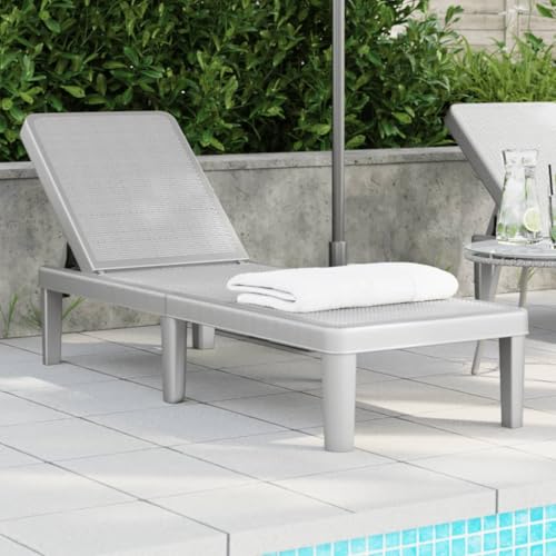 IBUQDDV Stuhl Outdoor Strandliege Campingliege Terassenmöbel Sonnenliege Grau 159x57x83,5 cm Polypropylen für Patio Strand Terrasse Pool von IBUQDDV