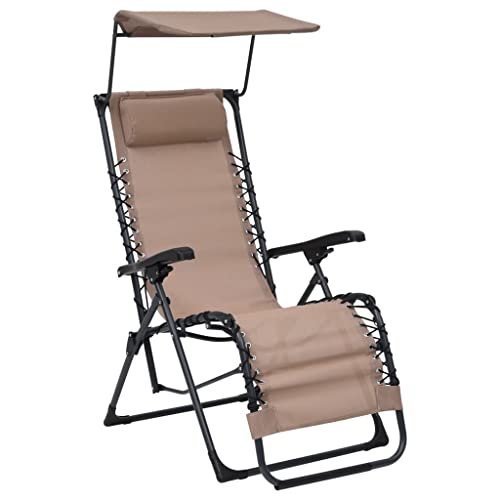 IBUQDDV Stuhl Outdoor Terassenmöbel Campingliege Strandliege Liegestuhl Klappbar Textilene Taupe für Patio Strand Terrasse Pool von IBUQDDV