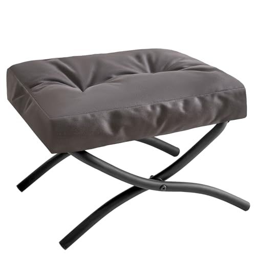 IBUYKE 11.8” H Klappbare Fußstütze Hocker, Rechteckige Kleine Fußhocker Akzent Ottomane für Lazy Chair, Moderne Tragbare Fußablage Hocker für Wohnzimmer Schlafzimmer, Dunkelgrau WBD020BG von IBUYKE