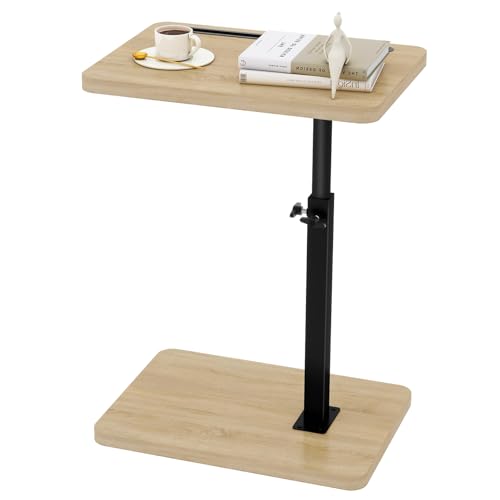 IBUYKE Beistelltisch C Form, 360° Rotierbarer und Höhenverstellbar Sofatisch, Couchtisch für schmale Räume, mit Steckplatz für Telefon und Tablet, für Wohnzimmer, Schlafzimmer, Natur und Weiß TVT003R IBUYKE Beistelltisch C Form, 360° Rotierbarer und Höhenverstellbar Sofatisch, Couchtisch für schmale Räume, mit Steckplatz für Telefon und Tablet, für Wohnzimmer, Schlafzimmer, Natur und Weiß TVT003R von IBUYKE