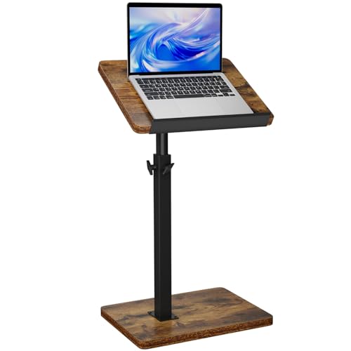 IBUYKE Beistelltisch C Form, 360° Rotierbarer/Höhenverstellbar/Flip Sofatisch, Couchtisch für schmale Räume,Industrie-Design, für Wohnzimmer, Schlafzimmer, Braun TVT004H von IBUYKE