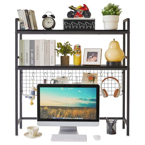 IBUYKE Computer Desktop Bookcase 2-Tier 37.5 Inch Multipurpose Wood Desk Hutch Bookshelf for Computer with Adjustable Shelf Display Rack Desk Organizer for Office Home Dormitory,Black TMZ003B IBUYKE Computer Desktop Bookcase 2-Tier 37.5 Inch Multipurpose Wood Desk Hutch Bookshelf for Computer with Adjustable Shelf Display Rack Desk Organizer for Office Home Dormitory,Black TMZ003B von IBUYKE