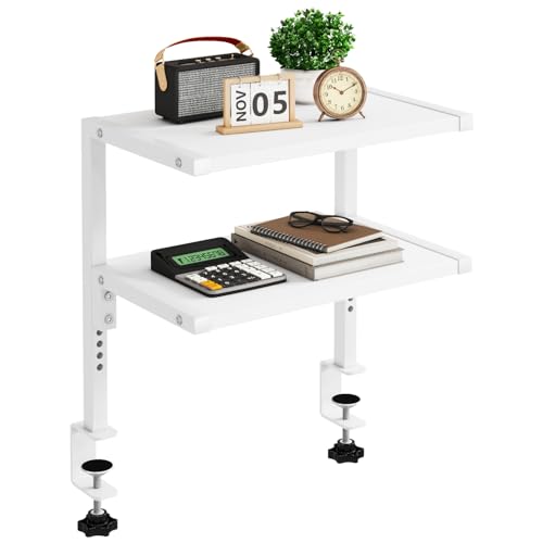 IBUYKE Schreibtischrega Klemmregal für Schreibtisch, 2-stufiges verstellbares Schreibtischorganizer 33 cm – Rustikales Braun, 30 kg Gesamtlast für Büro/Zuhause/Lernzimmer/Gaming-Setup TMZ007W von IBUYKE