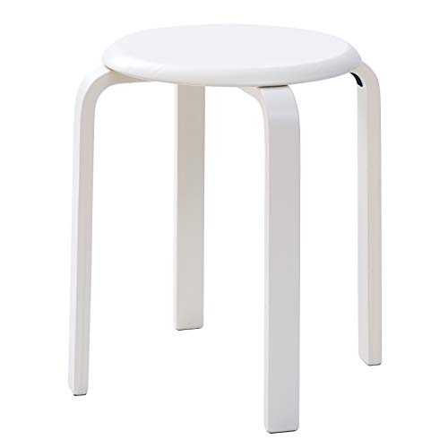 IBUYKE Stapelhocker-Massivholz Hocker Hausbank Holzhocker Mode Kreative Hocker Moderne Esstisch Hocker Erwachsene Esszimmerhocker Weiß 40x44x33cm RF-717 von IBUYKE