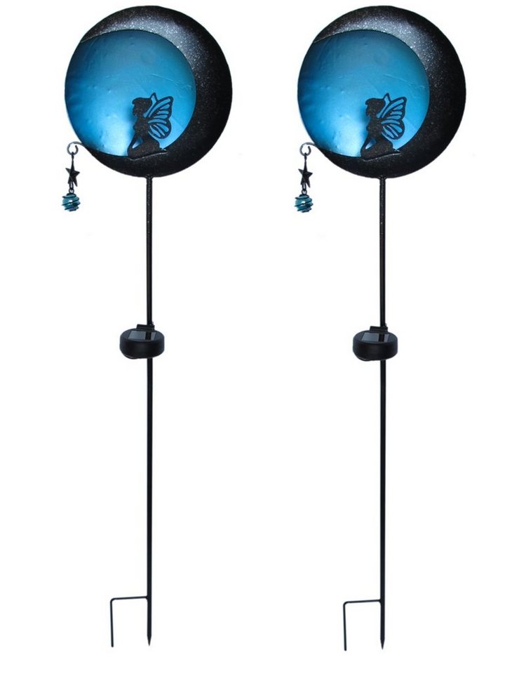 IC Gardenstyle Gartenleuchte 2er Pack Solar Gartenstecker Elfe im Mondlicht, inkl. Erdspieß, Solarleuchte aus Metall, weiße LED von IC Gardenstyle