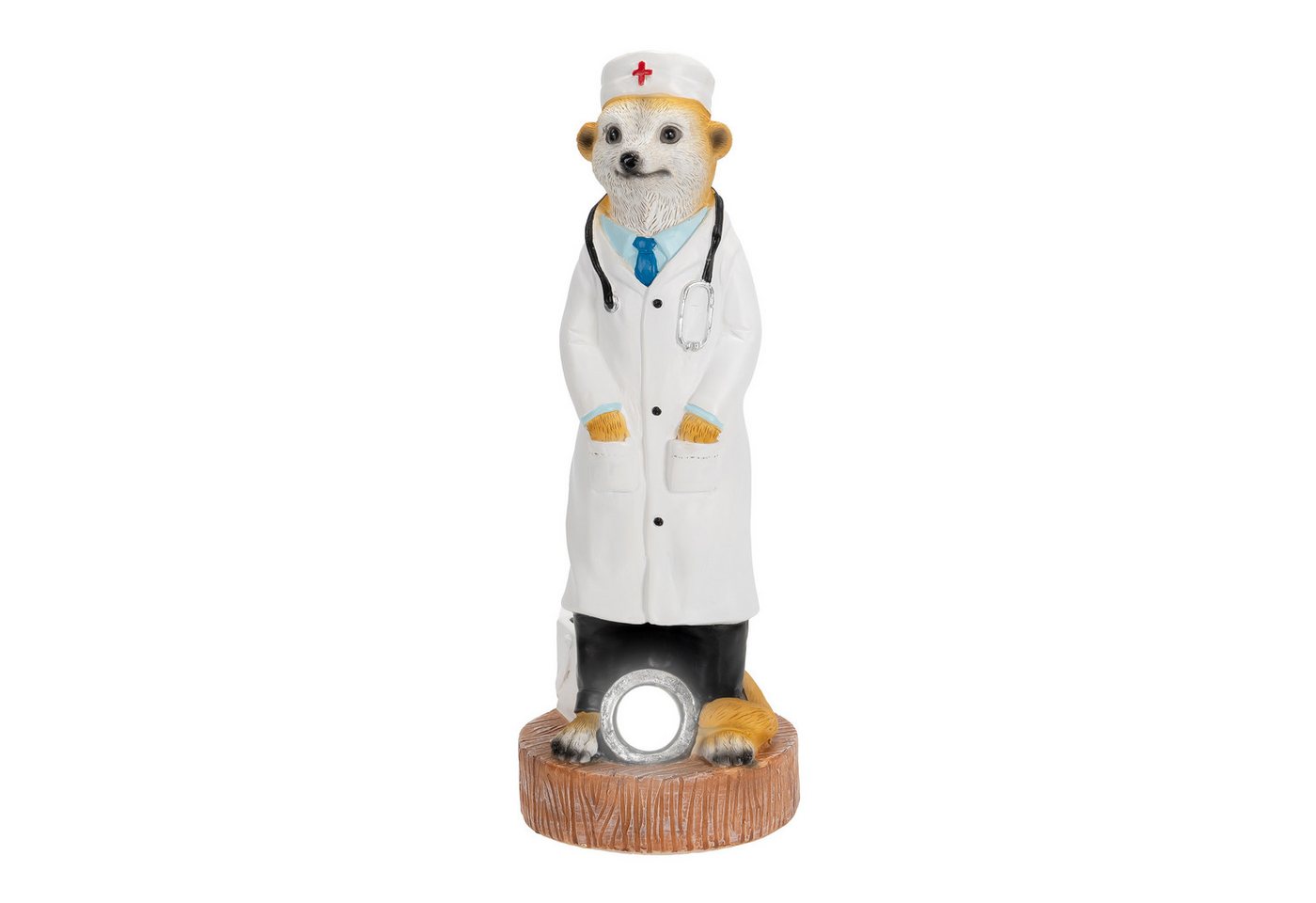 IC Gardenstyle LED Dekofigur Erdmännchen mit Solar-Leuchte aus Kunststein mit Beleuchtung, LED fest integriert, Gartenfigur für Außen, kabellos, automatische Einschaltung von IC Gardenstyle