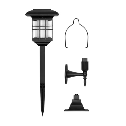 4 in 1 Solar Gartenlaterne mit LED-Beleuchtung im Flammeneffekt-Design | zum Stecken, Hängen oder Hinstellen, einfache Montage, kabellos von IC Gardenworld