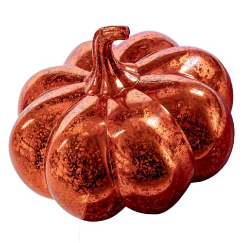 IC Home Deko-Kürbis mit 15 Lichter beleuchtet, aus robustem Kunststoff in Glas-Optik gefertigt, batteriebetrieben, Timer, ca. 17 x 16,5 cm von IC Home
