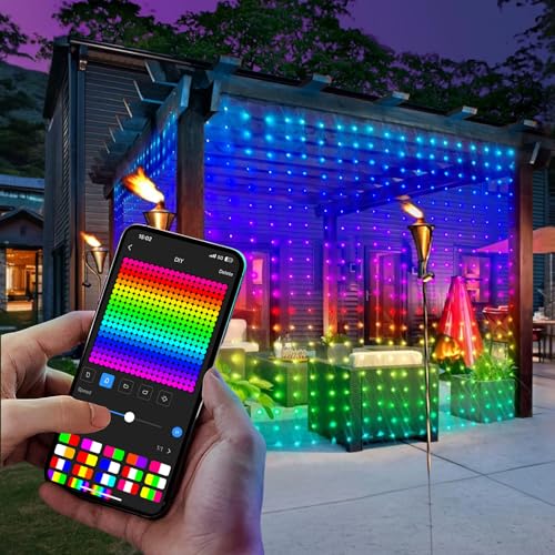 Vorhang Lichter, DIY Smart LED Vorhang mit Fernbedienung/APP, Dynamisch 400LEDs RGB LED Lichtervorhang 2M x 2M, Farbwechsel Curtain Lights für Weihnachten Festliche Party Innenim Freien Deko von AYAMAYA