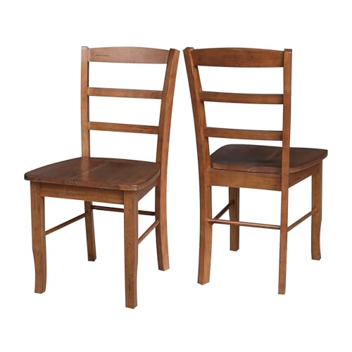 IC International Concepts Madrid Ladderback Chair 2er Set Modell C42-2P Ideal für Esszimmer und Küche - Eichenholz-Finish von IC INTERNATIONAL CONCEPTS