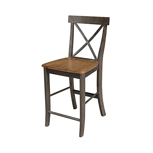 International Concepts Barhocker, X-Back, Thekenhöhe, 61 cm, Hickory/Washed Coal von IC INTERNATIONAL CONCEPTS