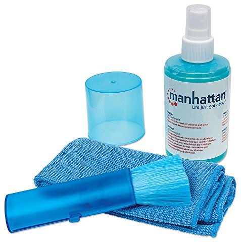 Manhattan LCD Cleaning Kit Alkoholfrei inkl. Reinigungsflüssigkeit, Pinsel und Mikrofasertuch 421027 von Manhattan