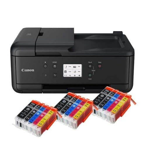 IC-Office TR7650 Farbtintenstrahl Multifunktionsdrucker 4-in-1 (Drucken, Kopieren, Scannen, Faxen, ADF, WLAN, AirPrint) schwarz + 15 XXL Tintenpatronen von IC-Office