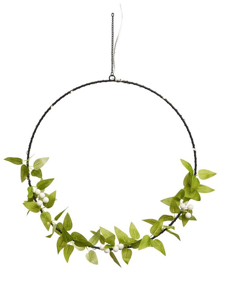 IC Winterworld Dekoobjekt Dekoring Ø 30 cm mit 20 LED beleuchtet zum Aufhängen, Rentier oder Mistelzweig Motiv, aus Metall, moderne Weihnachtsdeko von IC Winterworld