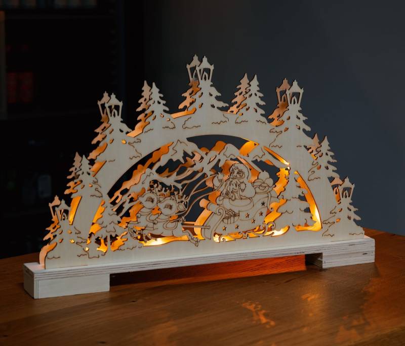 IC Winterworld LED Schwibbogen LED Lichterbogen aus Holz mit 10 LED beleuchtet, warm-weiß, mit Timer, moderne Weihnachtsdeko von IC Winterworld