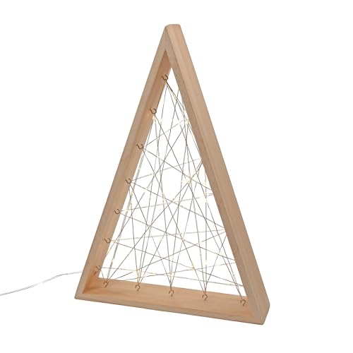 IC Winterworld LED Stern oder Tanne aus FSC Holz mit Lichterkette beleuchtet | 60 warm-weiße Lichter | Moderne Weihnachtsdeko zum hinstellen | batteriebetrieben | Timer (Tanne) von IC Winterworld