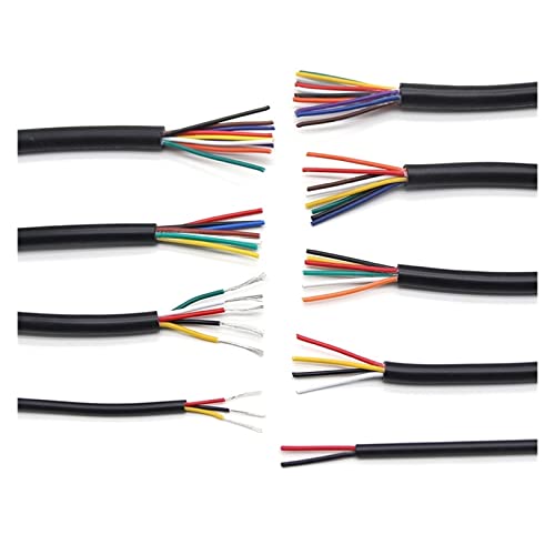 ICAMAS 28AWG Kupfersignalkabel UL2464 Ummanteltes Drahtkabel 2/5/10M 28 26 24 22 20 18 16 Core Weicher elektronischer Audiodraht 2 3 4 5 6 7 8 10 (Size : 10 Meters, Color : 6 Cores) von ICAMAS