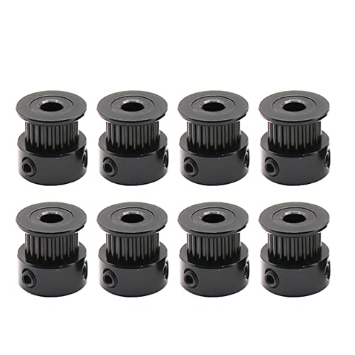 ICAMAS GT2 Zahnriemenscheibe Schwarz 20 Zähne Radbohrung 5 mm 8 mm 3D-Druckerteile Aluminiumzahnräder for Breite 6 mm Zahnriemen 20T (Color : 20T W6 B5 with T, Size : 5pcs) von ICAMAS