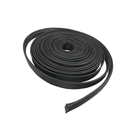 ICAMAS PET-Schlangenhaut-Mesh Schwarze Kabelhülle Länge 1/3/5/50/100M Isolierte geflochtene Hülle Datenleitung Schutzkabel Flammhemmendes Nylonrohr (Color : 100 Meter, Size : 10 mm) von ICAMAS