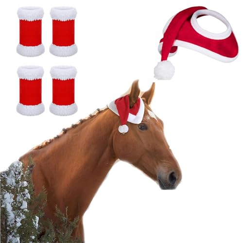 ICDKOYK Weihnachtspferd Partykostüm Zubehör Set, Weihnachtsmann Pferdehut und Beinwickel mit Kunstpelzbesatz, 5 teilig, Weihnachtsfeiertag, Typ+1 ICDKOYK Weihnachtspferd Partykostüm Zubehör Set, Weihnachtsmann Pferdehut und Beinwickel mit Kunstpelzbesatz, 5 teilig, Weihnachtsfeiertag, Typ+1 von ICDKOYK