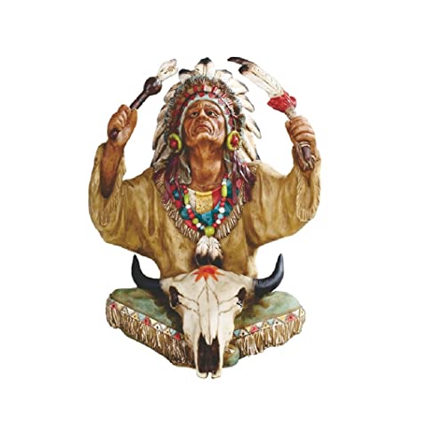 ICE ARMOR 25,4 cm H Indianerhäuptling mit Stierschädel Statue Dekoration Figur Büro Schreibtisch Zuhause Wohnzimmer Tisch Dekor Perfektes Hauseinweihungsgeschenk für neues Zuhause von ICE ARMOR
