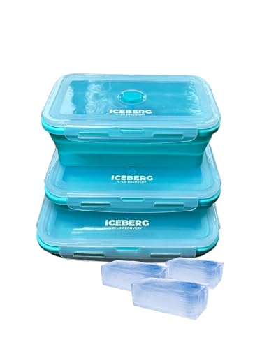 Iceberg Eisbad-Eisblöcke, 3 Stück, 1200 ml Würfelbehälter, wiederverwendbar, einfaches Entfernen, Nachfüllen, Einfrieren von ICEBERG