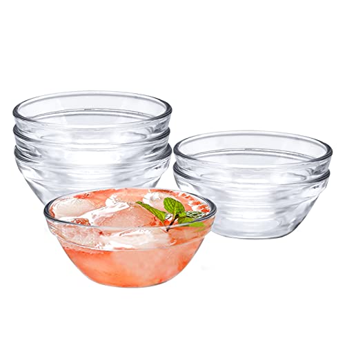 ICEBLUEOR Mini-Glasschüsseln, Set mit 6 kleinen Dip-Schüsseln, Saucen, Marmelade, Chutney, Nuss, Dessert, Eisbecher, Servierschalen, Saucenschalen für alle Gewürze, transparente Glasschalen von ICEBLUEOR