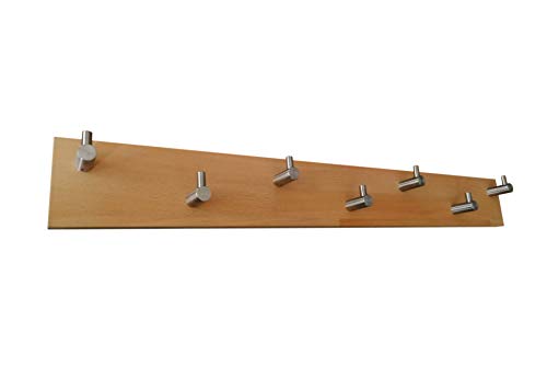 ICEBORN Garderobenleiste Wandgarderobe Massivholz Buche geölt Edelstahl Manufaktur (850mm lang) von ICEBORN
