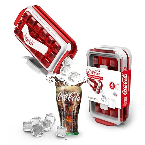 ICEBREAKER Nordic POP 2.0 Eiswürfelform mit Deckel im Coca-Cola® Design – Auslaufsichere Eiswürfelformen für den Gefrierschrank – Berührungslose eiswürfelbehälter mit deckel – 18 Eiswürfelbereiter von ICEBREAKER