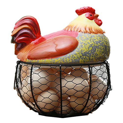 ICECHEN Eierhalter aus Keramik für Hühner, Eierkorb, Obstkorb, Kollektion Huhn, Ornamente, Dekoration, Küche, Aufbewahrung, 19 cm x 22 cm (B) von ICECHEN