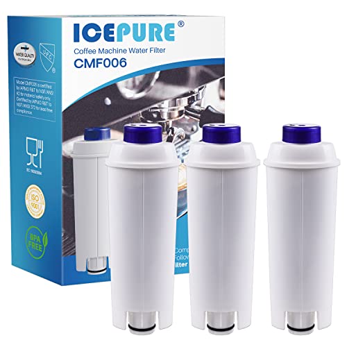 ICEPURE Wasserfilter Kaffeevollautomat für Delonghi Wasserfilter Ersatz für De'Longhi DLSC002, SER3017 & 5513292811 Kompatibel mit De Longhi, ECAM, ESAM, ETAM, BCO, EC-Serie (Set aus 3) von ICEPURE