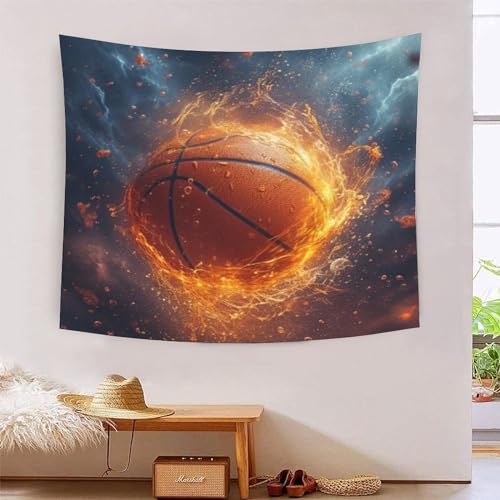 Basketball 3D-Druck Wandteppich Poster Ornament Wandkunst Tapestry Stoff Wand hängende Dekoration verwendet im Schlafzimmer, Wohnzimmer, Tagesdecke, Wanddekoration 180 x 230 cm von ICFGHJQRS