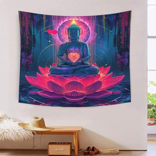 Buddha Statuen 3D-Druck Wandteppich Poster Ornament Wandkunst Tapestry Stoff Wand hängende Dekoration verwendet im Schlafzimmer, Wohnzimmer, Tagesdecke, Wanddekoration 100 cm x 150 cm von ICFGHJQRS