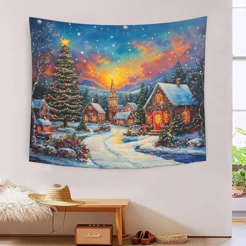 Christmas Tree 3D-Druck Wandteppich Poster Ornament Wandkunst Tapestry Zubehör Raumteiler Wandteppich Verwendet im Schlafzimmer, Wohnzimmer, Tagesdecke, Wanddekoration 180cmx230cm von ICFGHJQRS