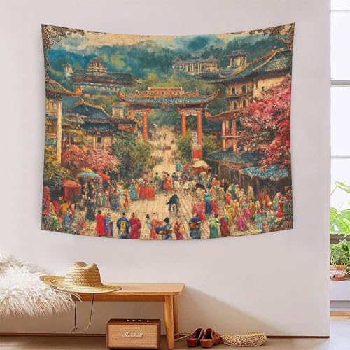 City Streetscape 3D-Druck Wandteppich Poster Ornament Wandkunst Tapestry Zubehör Raumteiler Tapisserie Verwendet In Schlafzimmer, Wohnzimmer, Tagesdecke, Wanddekoration 150cmx200cm von ICFGHJQRS