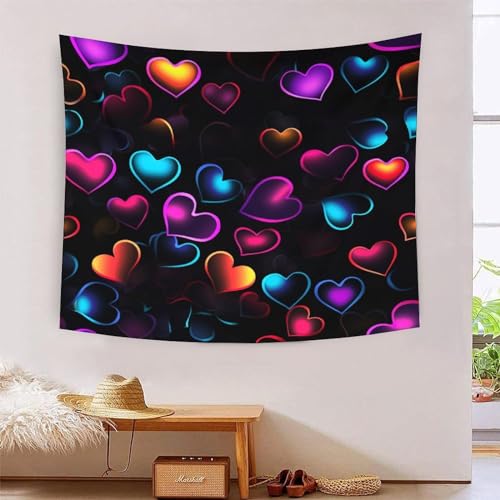 Colourful Love 3D-Druck Wandteppich Poster Ornament Wandkunst Tapestry Stoff Wand hängende Dekoration verwendet im Schlafzimmer, Wohnzimmer, Tagesdecke, Wanddekoration 180 x 230 cm von ICFGHJQRS