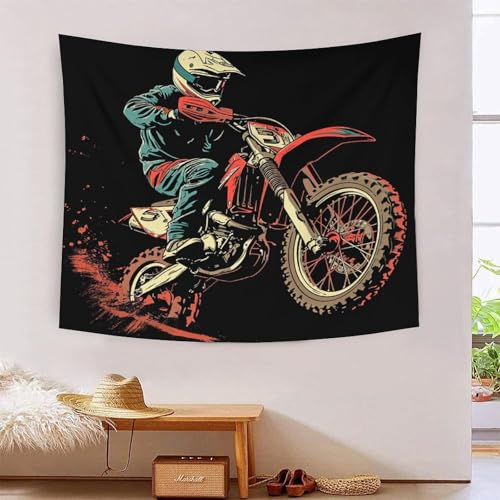 Cross-country Motorcycle 3D-Druck Tapisserie Wandbehang Poster Wanddekoration Tapestry Zubehör Raumteiler Wandteppich Verwendet im Schlafzimmer, Wohnzimmer, Tagesdecke, Wanddekoration 130 cm x 150 cm von ICFGHJQRS