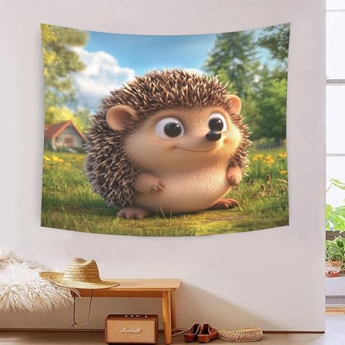 Hedgehog 3D-Druck Wandteppich Poster Ornament Wandkunst Tapestry Stoff Wand hängende Dekoration verwendet im Schlafzimmer, Wohnzimmer, Tagesdecke, Wanddekoration 180 x 230 cm von ICFGHJQRS