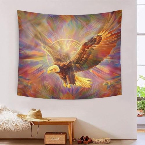 ICFGHJQRS 3D-Adler-bedruckte Wanddecke, Heimdekoration, Bettwäsche, Poster, Wandkunst, Wandteppich, Wandbehang, weiches Polyester, für Unisex-Kinderzimmer/Wohnzimmer/Schlafsaal/Vorhang, 150 x 200 cm von ICFGHJQRS