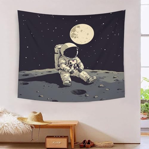 ICFGHJQRS 3D-Astronauten-Druck, Wanddecke, Heimdekoration, Bettwäsche, Poster, Wandkunst, Wandteppich, weiches Polyester, für Kinder, Jungen, Mädchen, Schlafzimmer, Wohnzimmer, 100 x 150 cm von ICFGHJQRS
